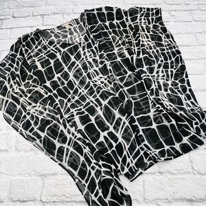 Chicos Sheer Blouse Womens S/M Black White Abstract Print Top Loose Flowy